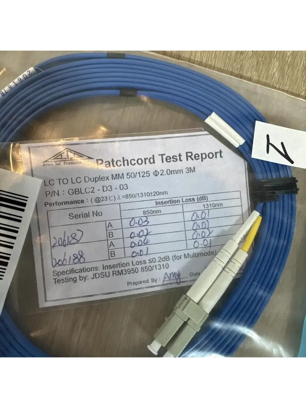 Lot of 22 Allen Tel GBLC2-D3-01 Duplex MM 50/125 Fiber Optic Patchcord Cable!